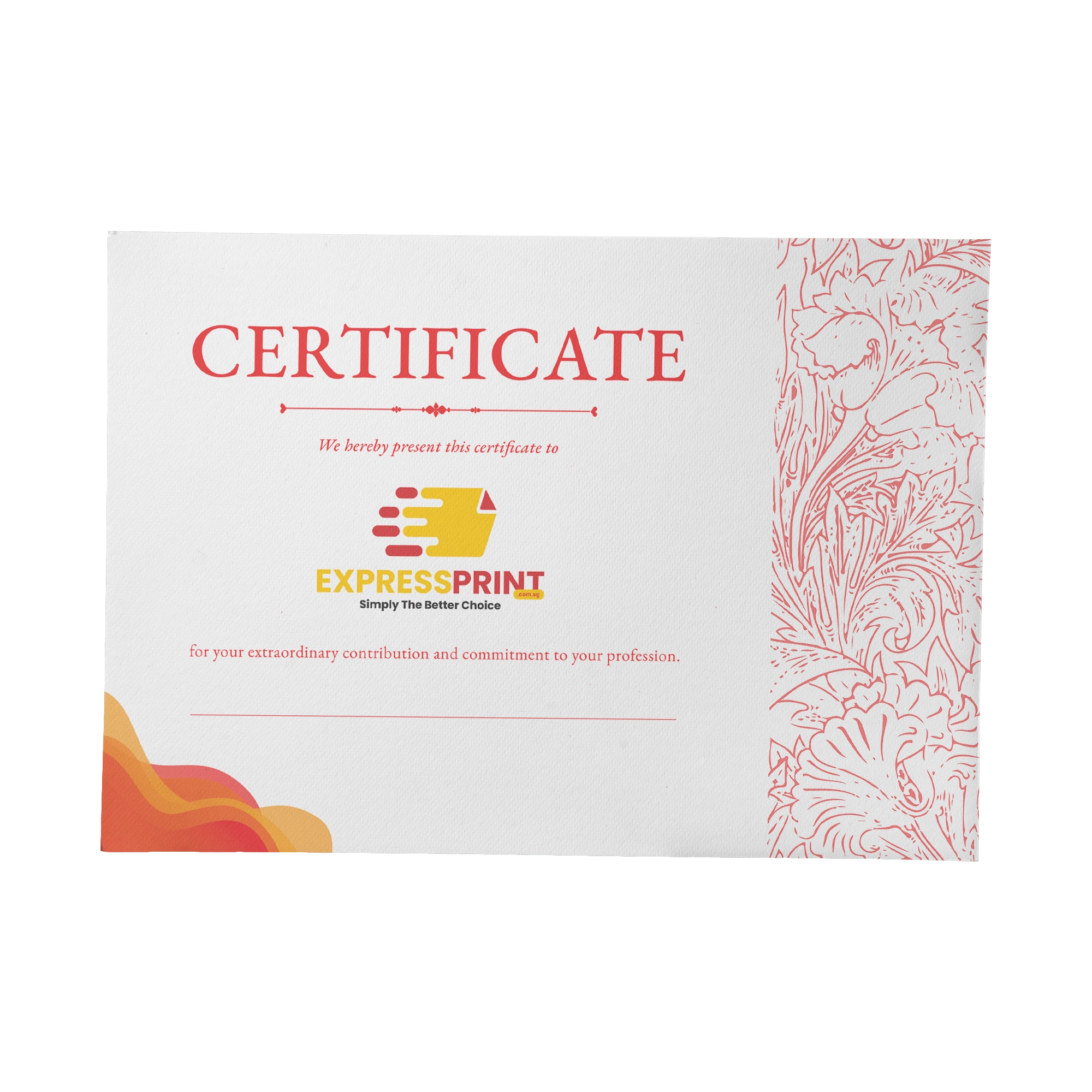 Customized Printing of Certificate