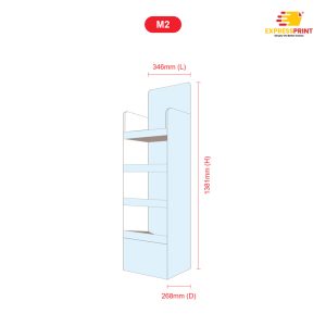 M2 medium foldable POP display size: 346mm wide, 268mm deep, 1381mm high