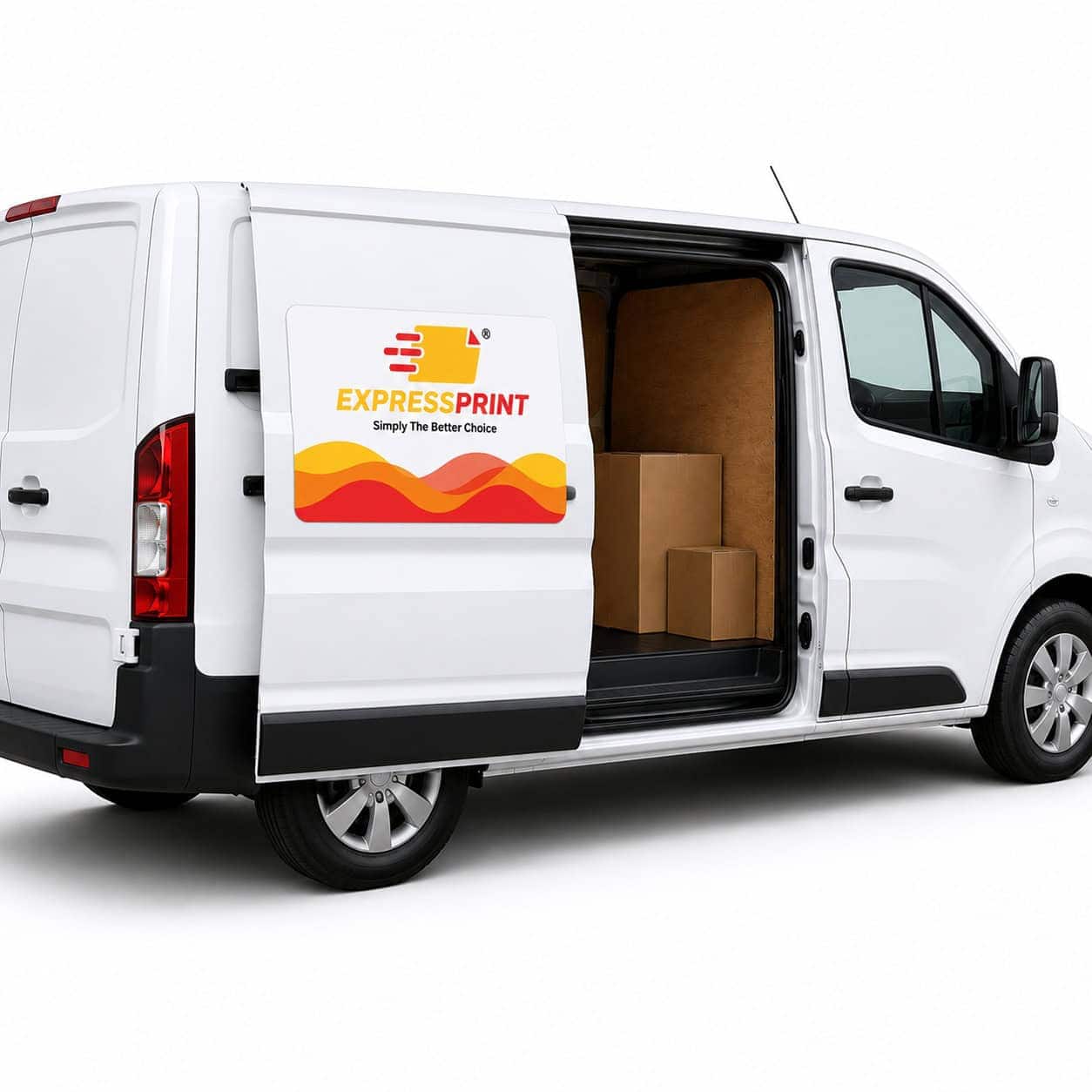 Magnetic poster printing Singapore — ExpressPrint branded magnetic sign on white delivery van door
